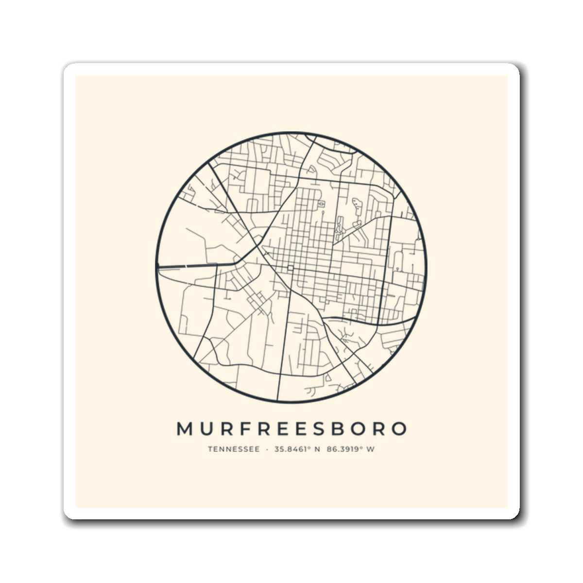Murfreesboro Street Map Magnet