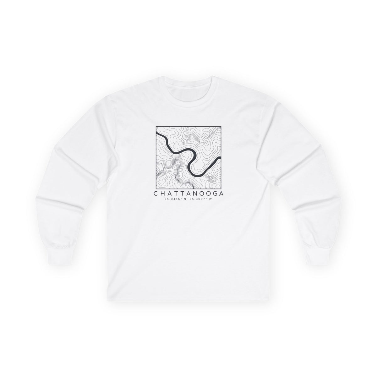 Chattanooga Topo Map Long Sleeve T-Shirt