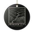 Johnson City Topo Map Ornament (Black)