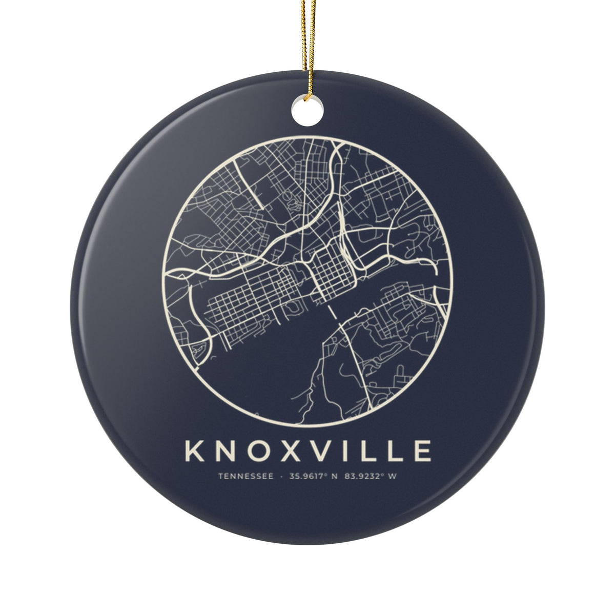Knoxville Street Map Ornament (Navy)