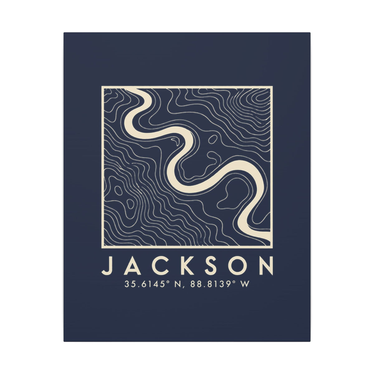 Jackson Topo Map Canvas Print (Navy)