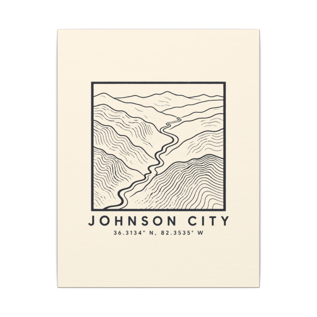 Johnson City Topo Map Canvas Print