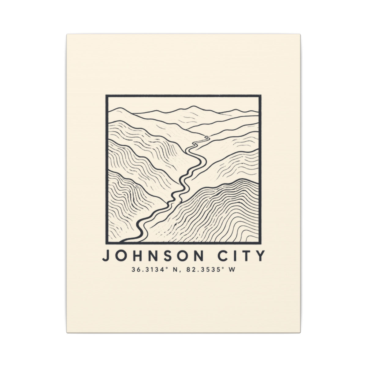 Johnson City Topo Map Canvas Print