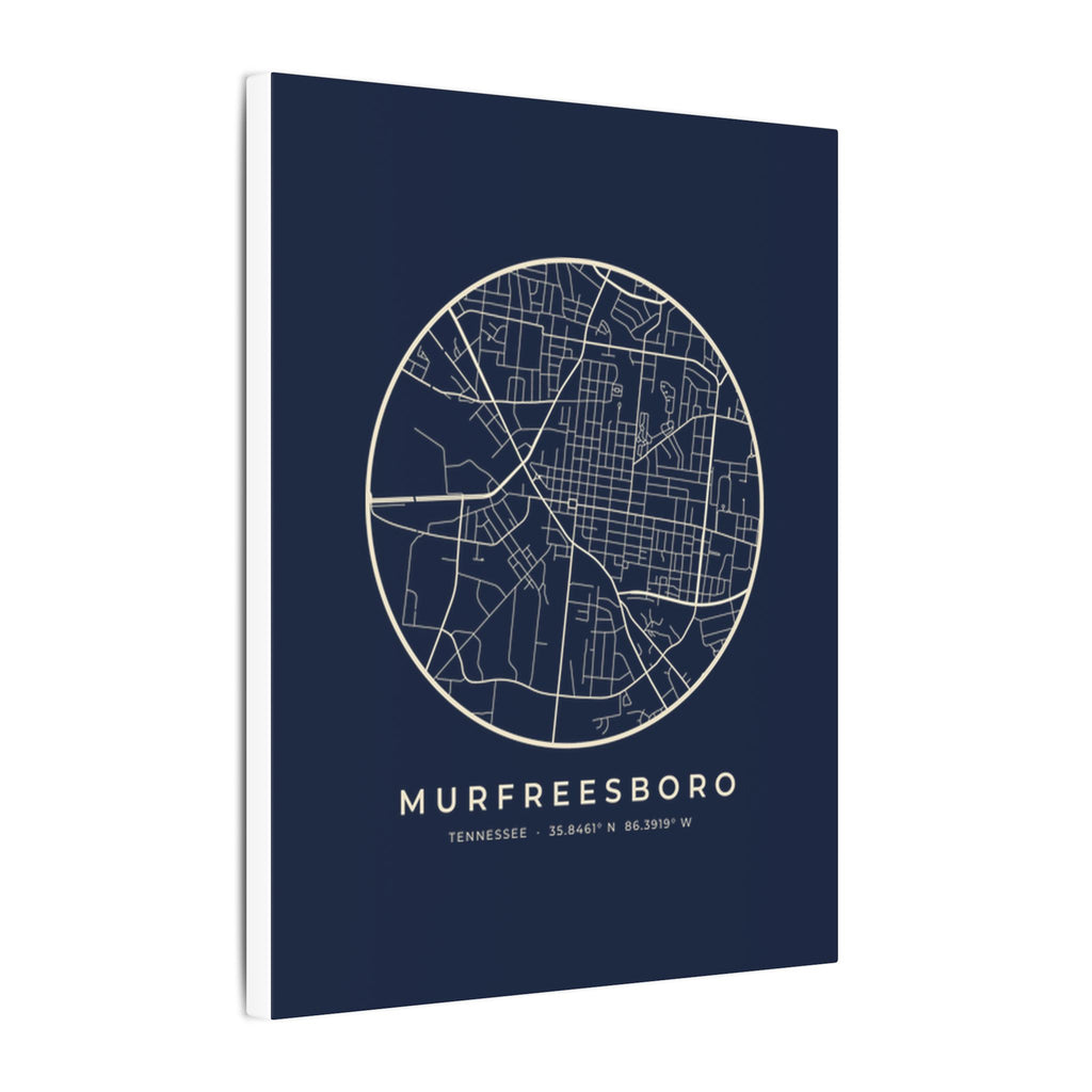 Murfreesboro Street Map Canvas Print (Navy)