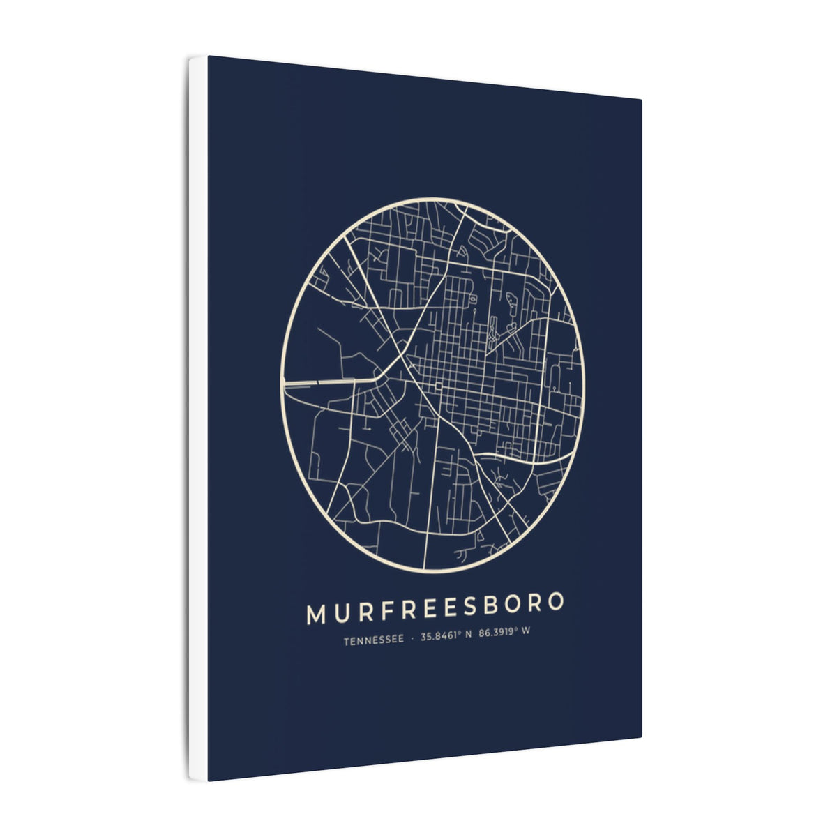 Murfreesboro Street Map Canvas Print (Navy)
