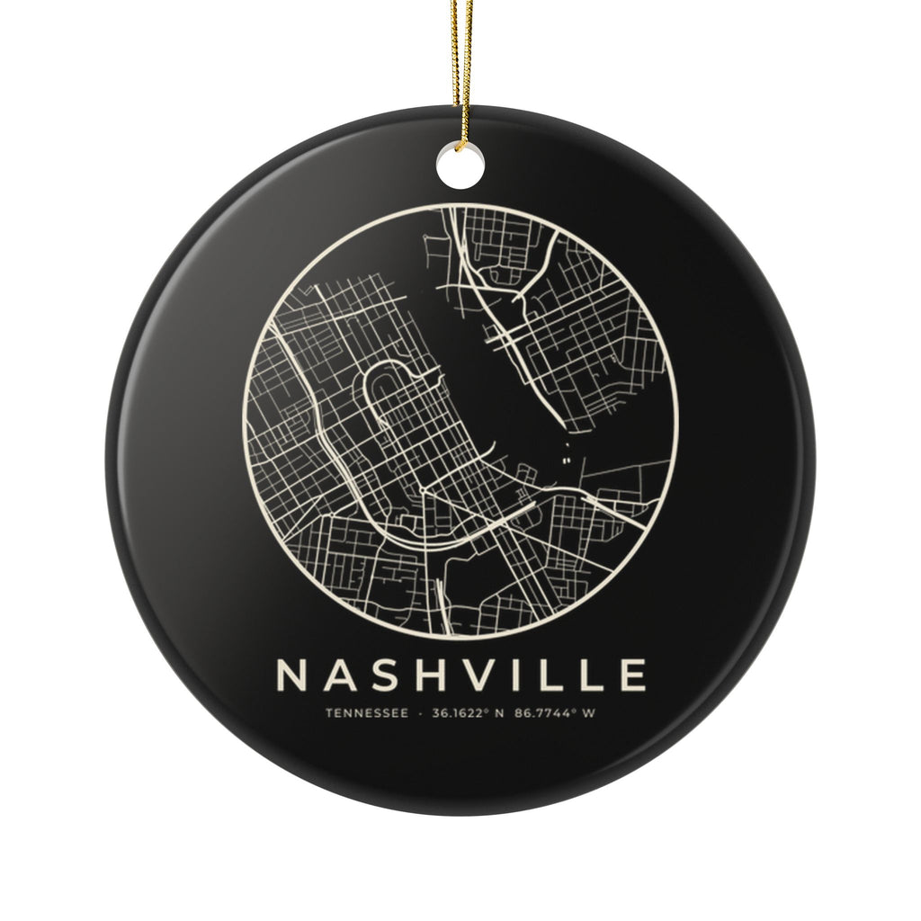 Nashville Street Map Ornament (Black)