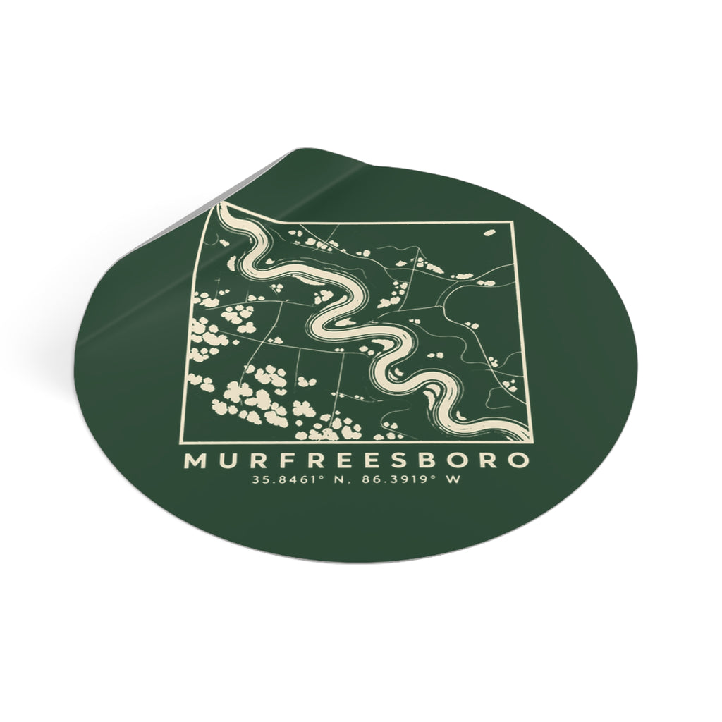 Murfreesboro Topo Map Sticker (Forest Green)