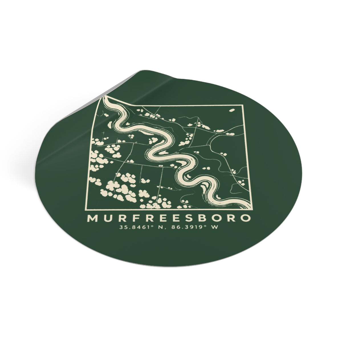 Murfreesboro Topo Map Sticker (Forest Green)