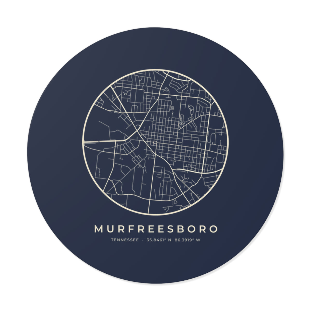 Murfreesboro Street Map Sticker (Navy)