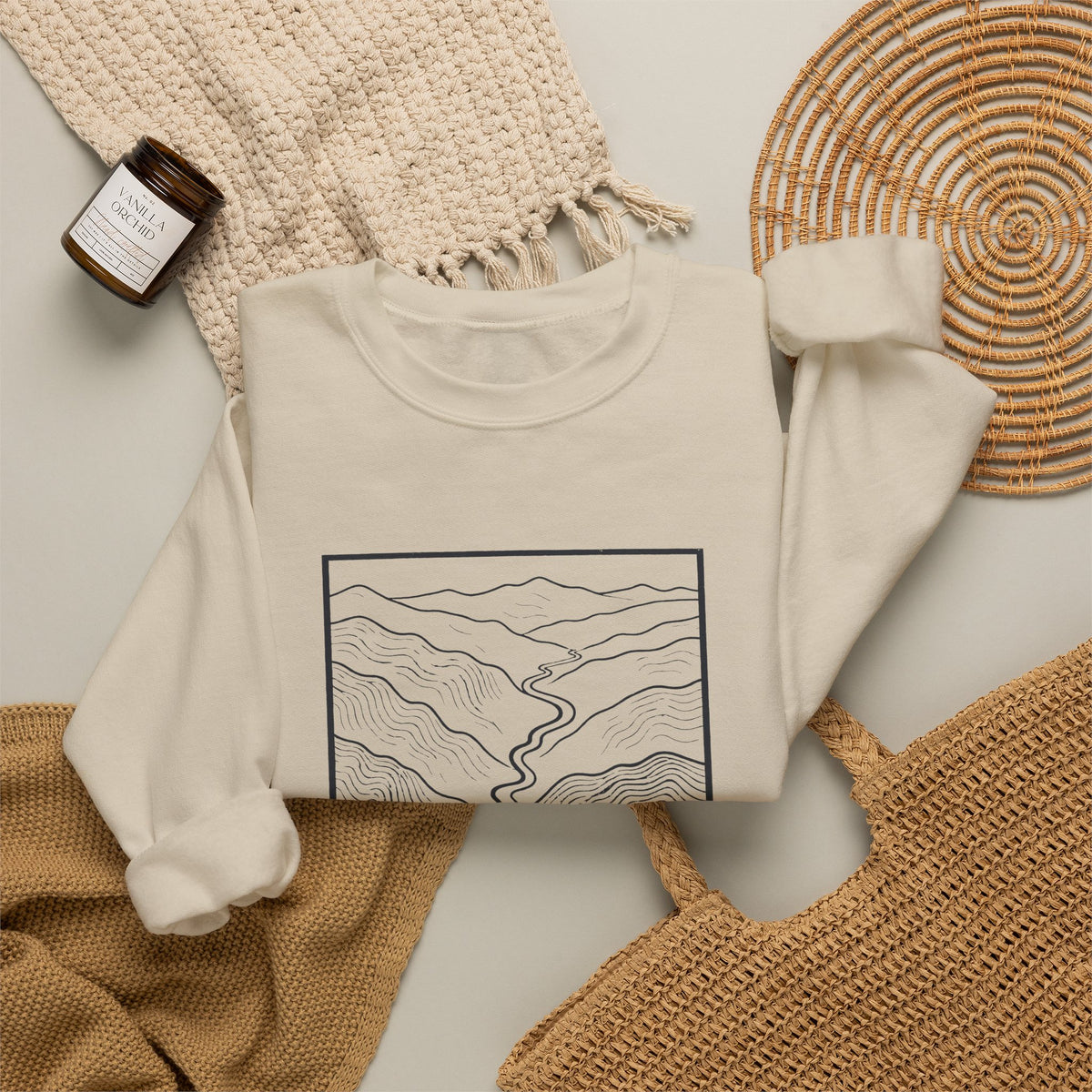Johnson City Topo Map Crewneck Sweatshirt