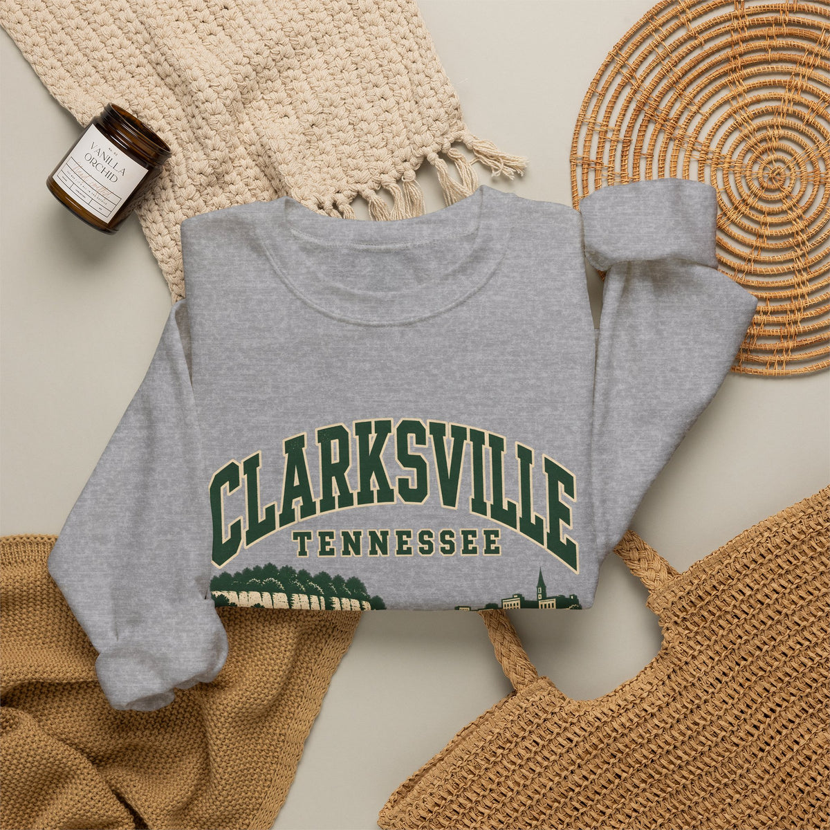 Clarksville Vintage Varsity Crewneck Sweatshirt