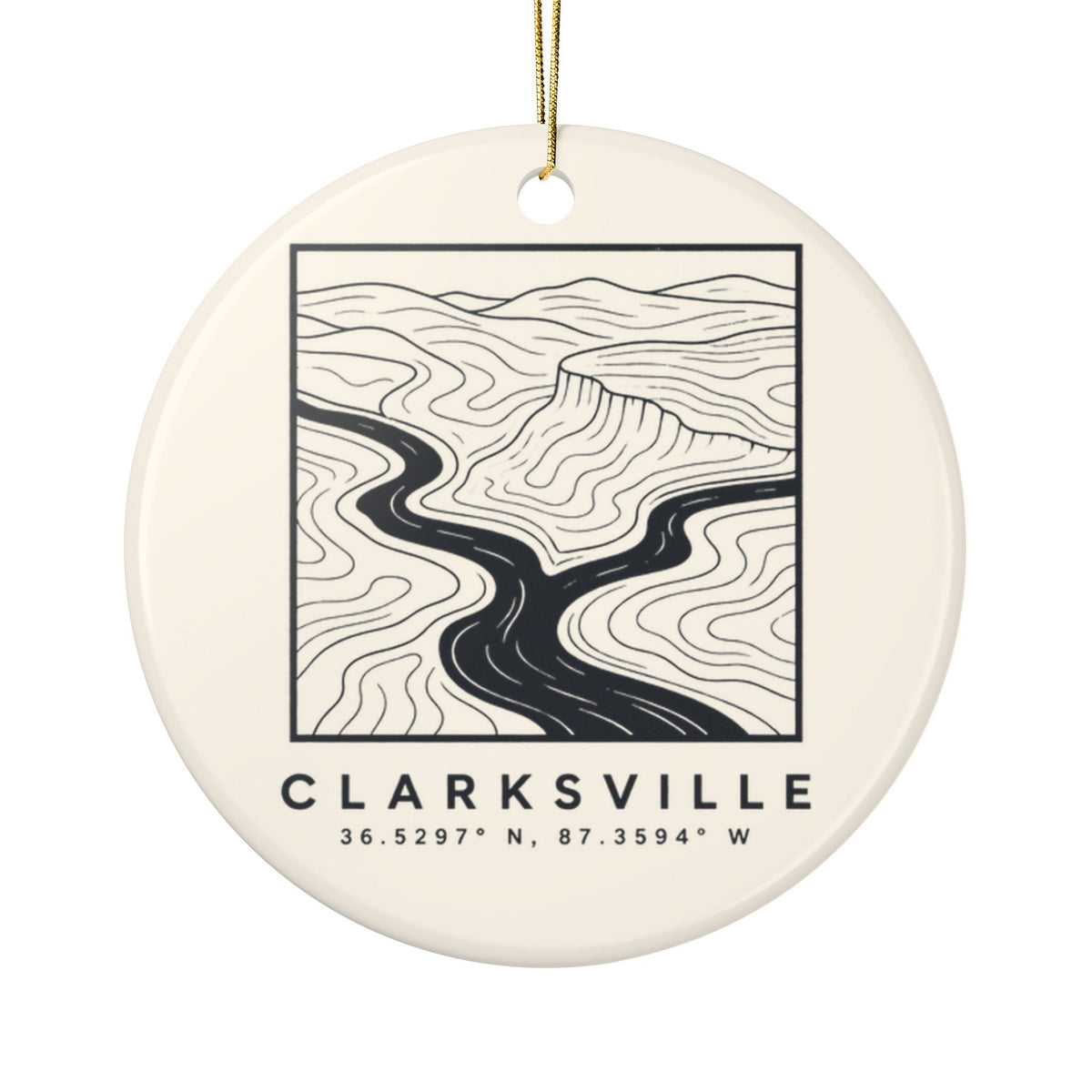 Clarksville Topo Map Ornament
