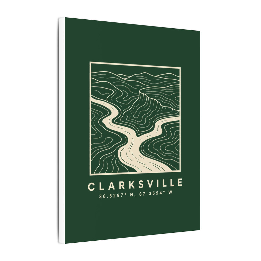 Clarksville Topo Map Canvas Print (Forest Green)