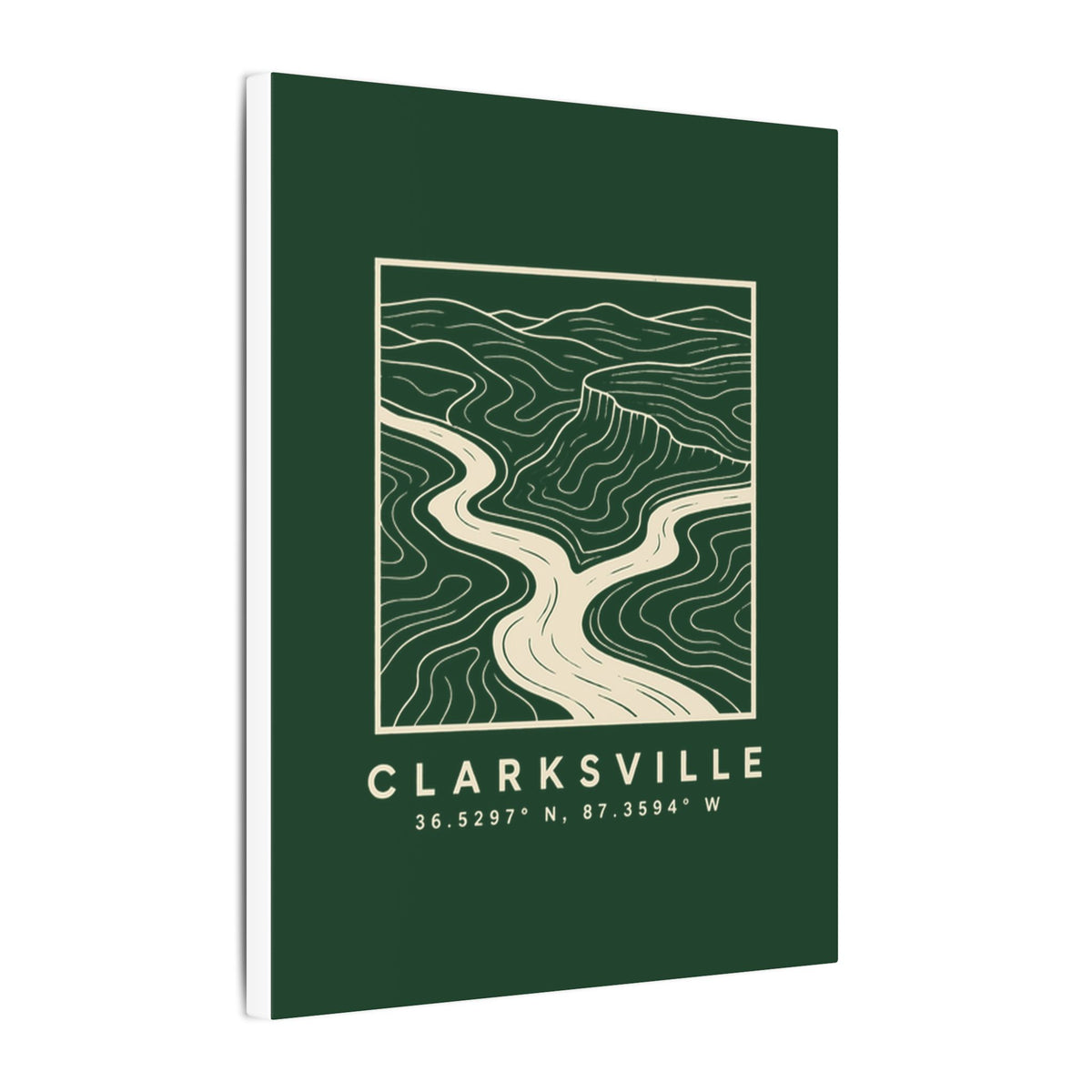 Clarksville Topo Map Canvas Print (Forest Green)