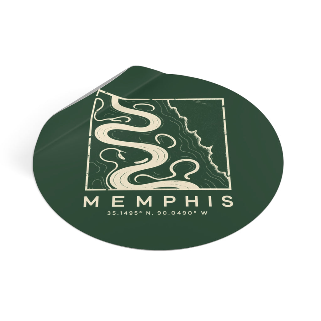 Memphis Topo Map Sticker (Forest Green)