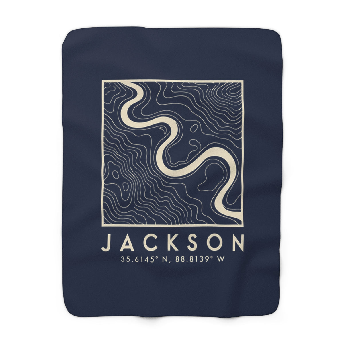 Jackson Topo Map Sherpa Blanket (Navy)