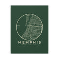 Memphis Street Map Canvas Print (Forest Green)