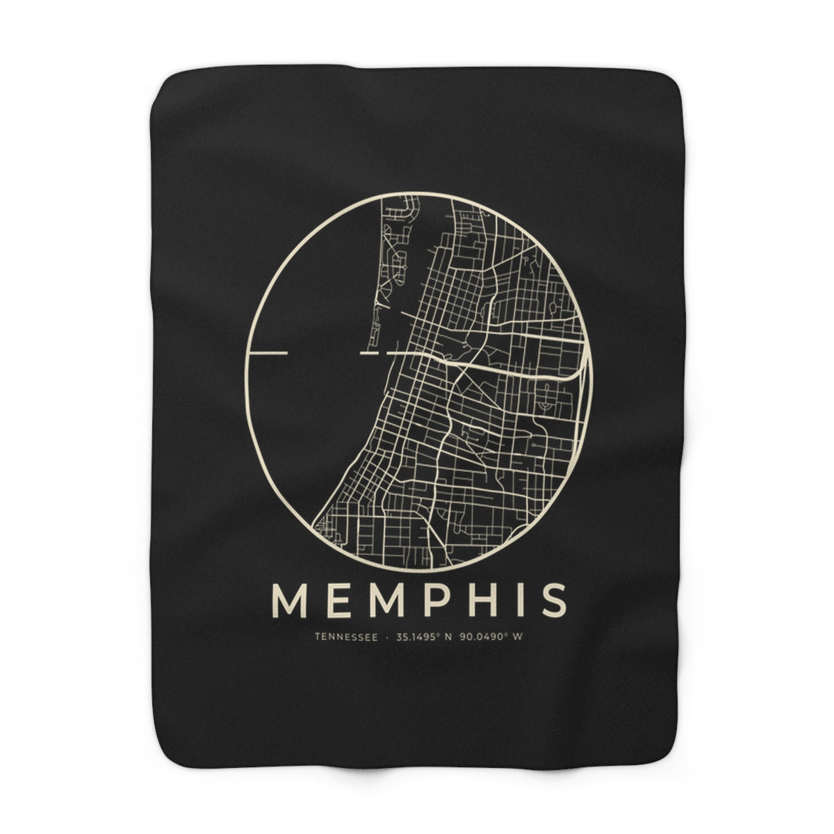 Memphis Street Map Sherpa Blanket (Black)