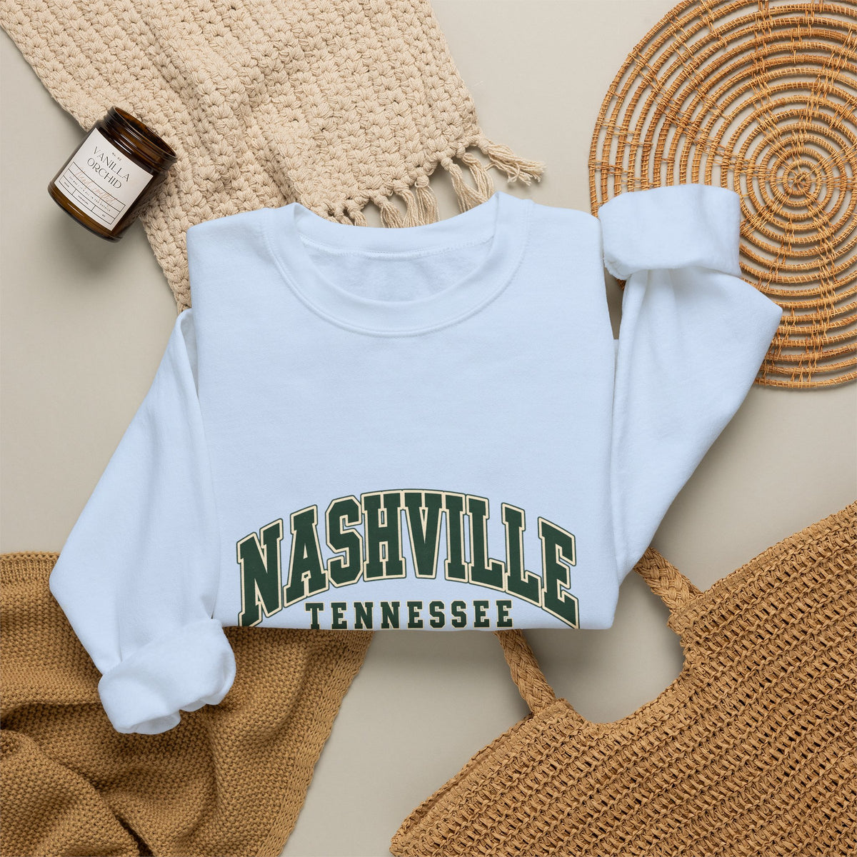 Nashville Vintage Varsity Crewneck Sweatshirt