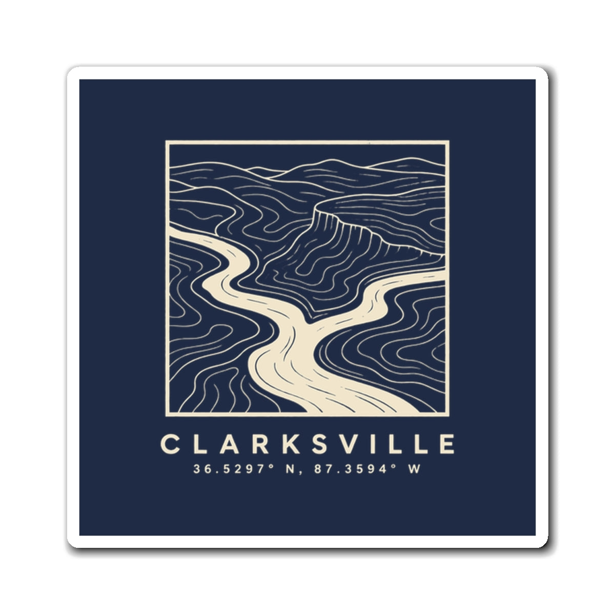 Clarksville Topo Map Magnet (Navy)