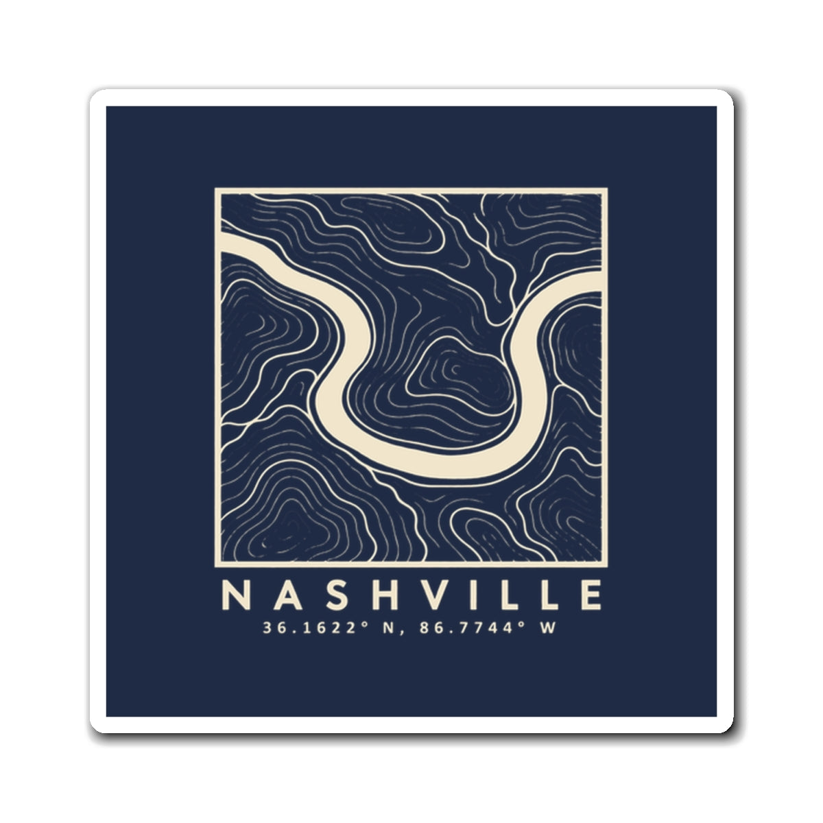 Nashville Topo Map Magnet (Navy)