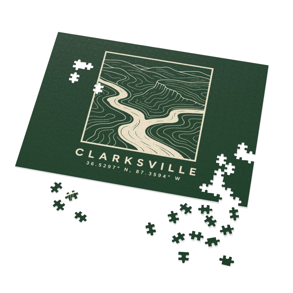 Clarksville Topo Map Puzzle (Forest Green)