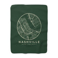 Nashville Street Map Sherpa Blanket (Forest Green)
