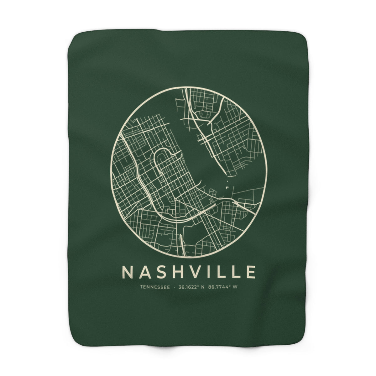 Nashville Street Map Sherpa Blanket (Forest Green)