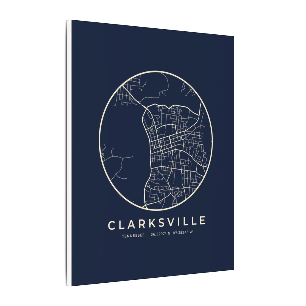 Clarksville Street Map Canvas Print (Navy)