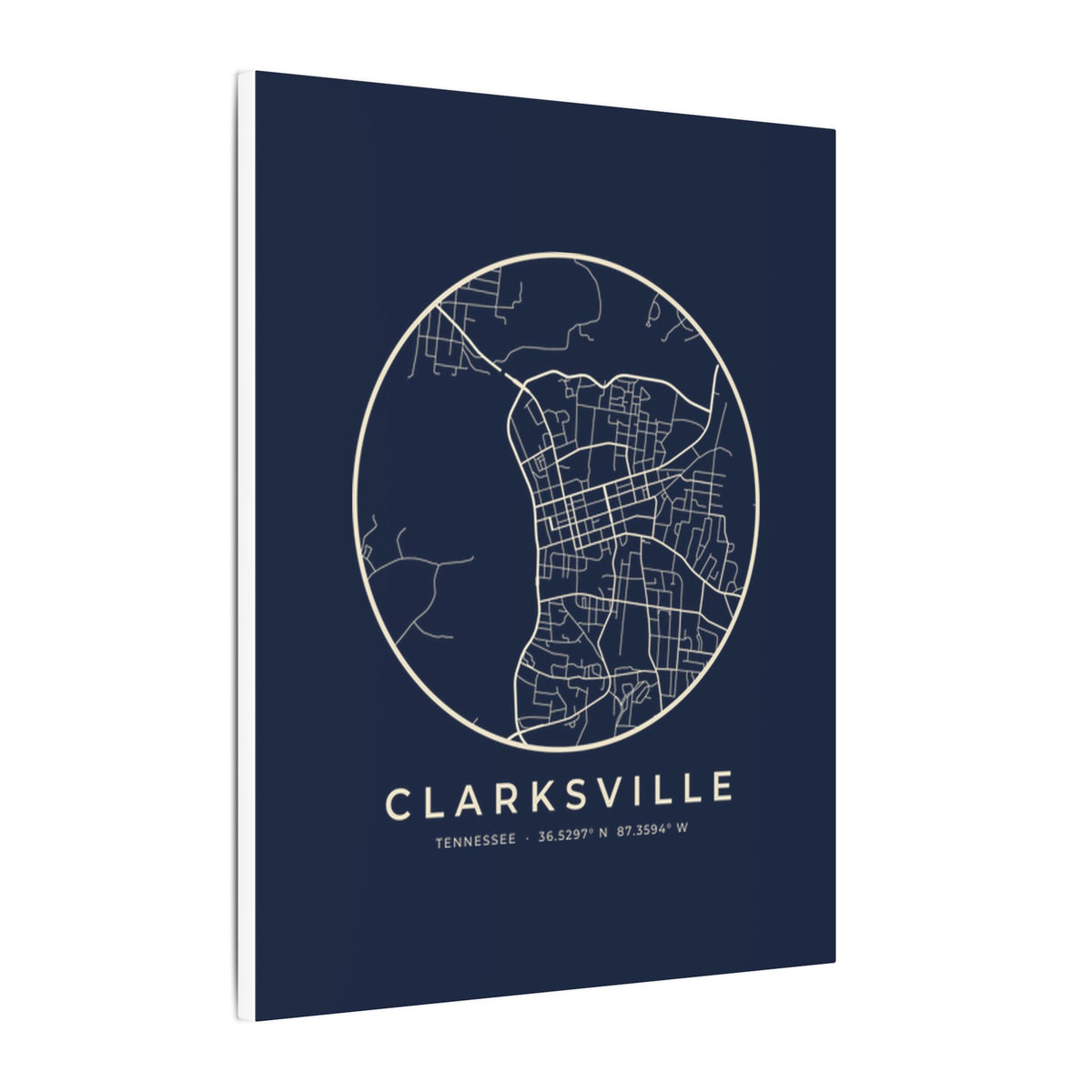Clarksville Street Map Canvas Print (Navy)