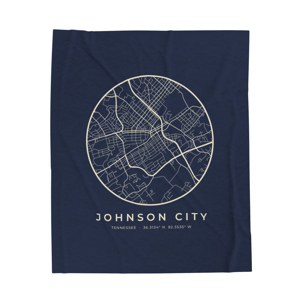 Johnson City Street Map Blanket (Navy)