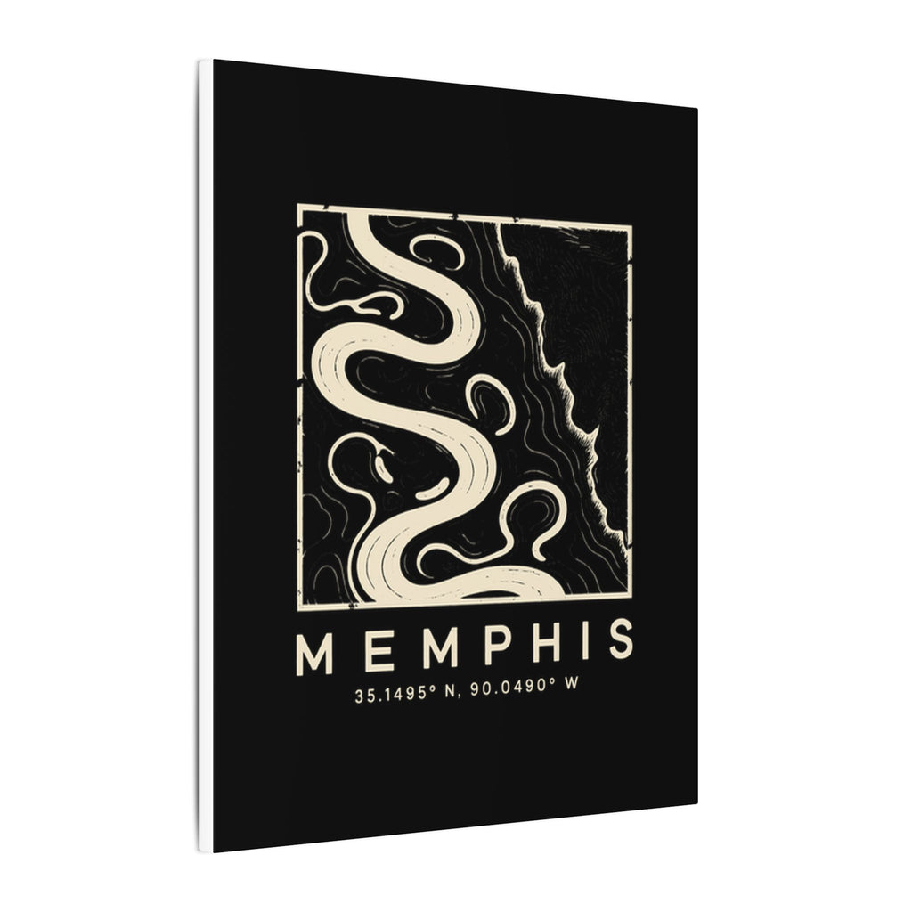 Memphis Topo Map Canvas Print (Black)