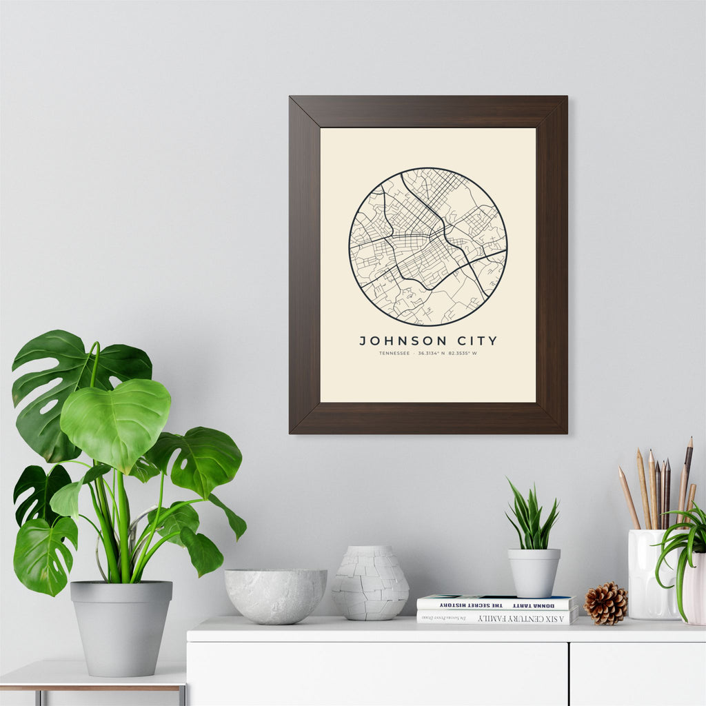 Johnson City Street Map Framed Print