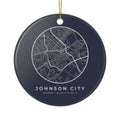 Johnson City Street Map Ornament (Navy)