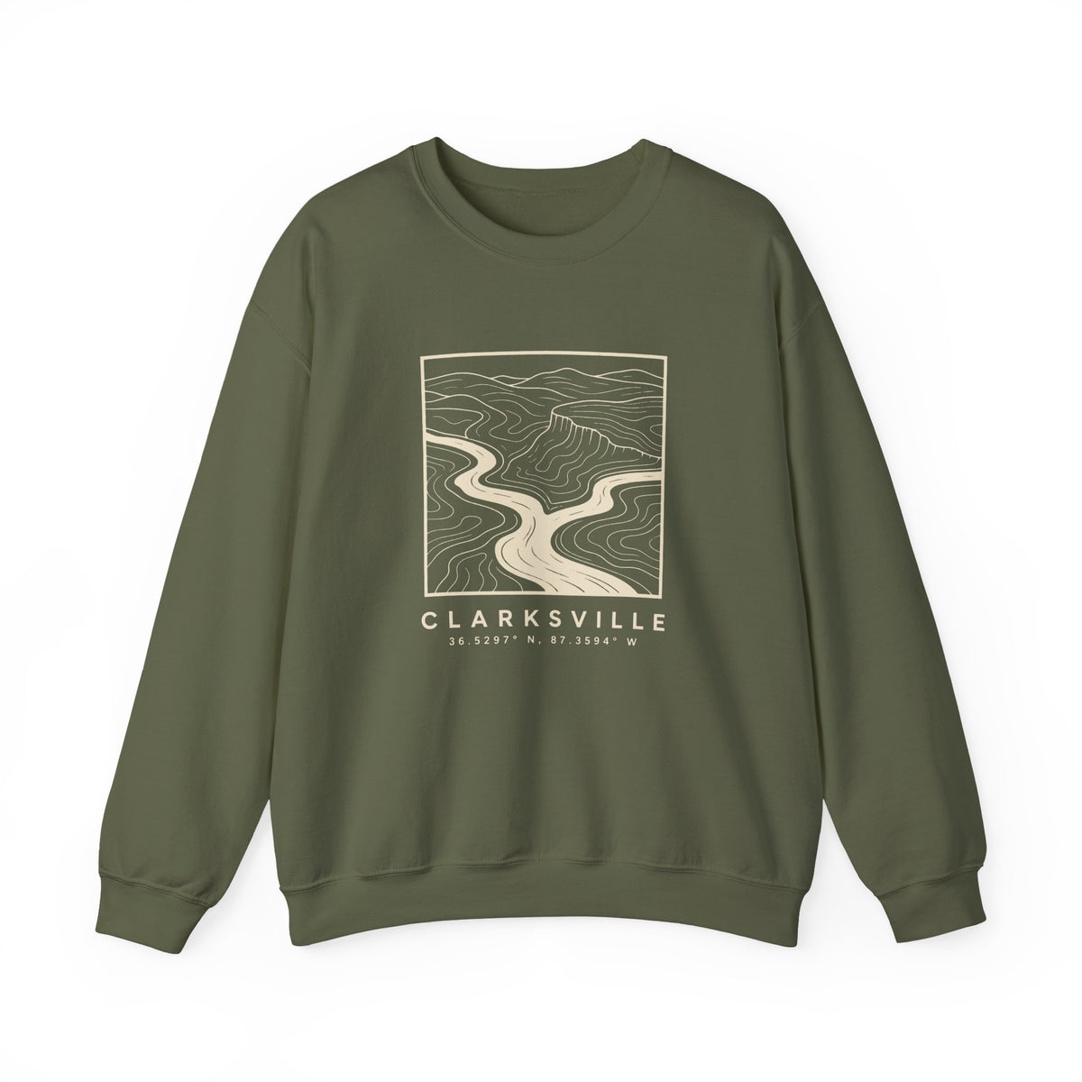 Clarksville Topo Map Crewneck Sweatshirt