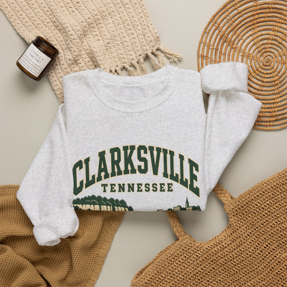 Clarksville Vintage Varsity Crewneck Sweatshirt