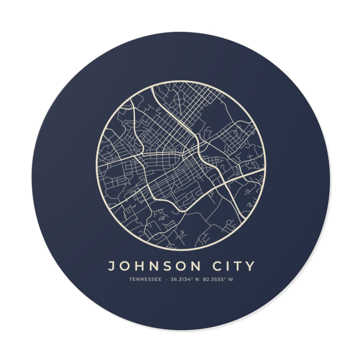 Johnson City Street Map Sticker (Navy)