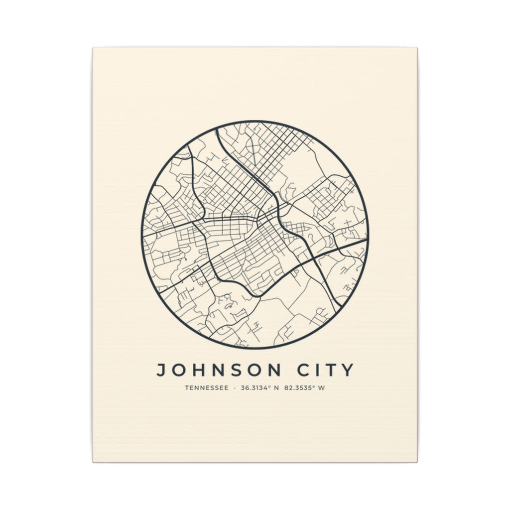 Johnson City Street Map Canvas Print