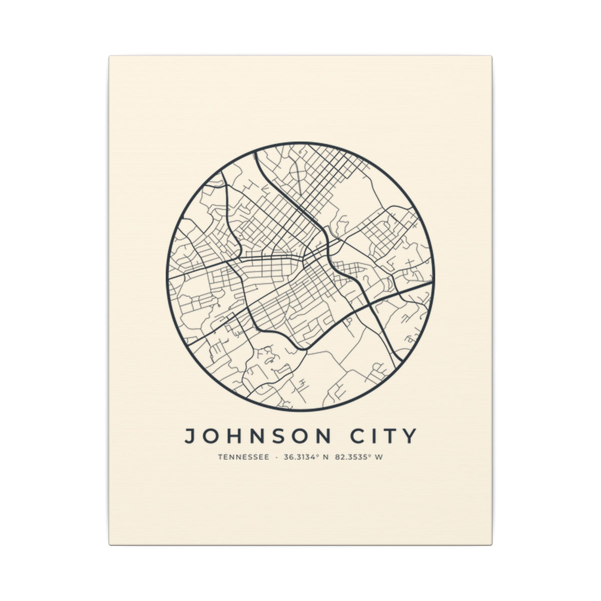 Johnson City Street Map Canvas Print