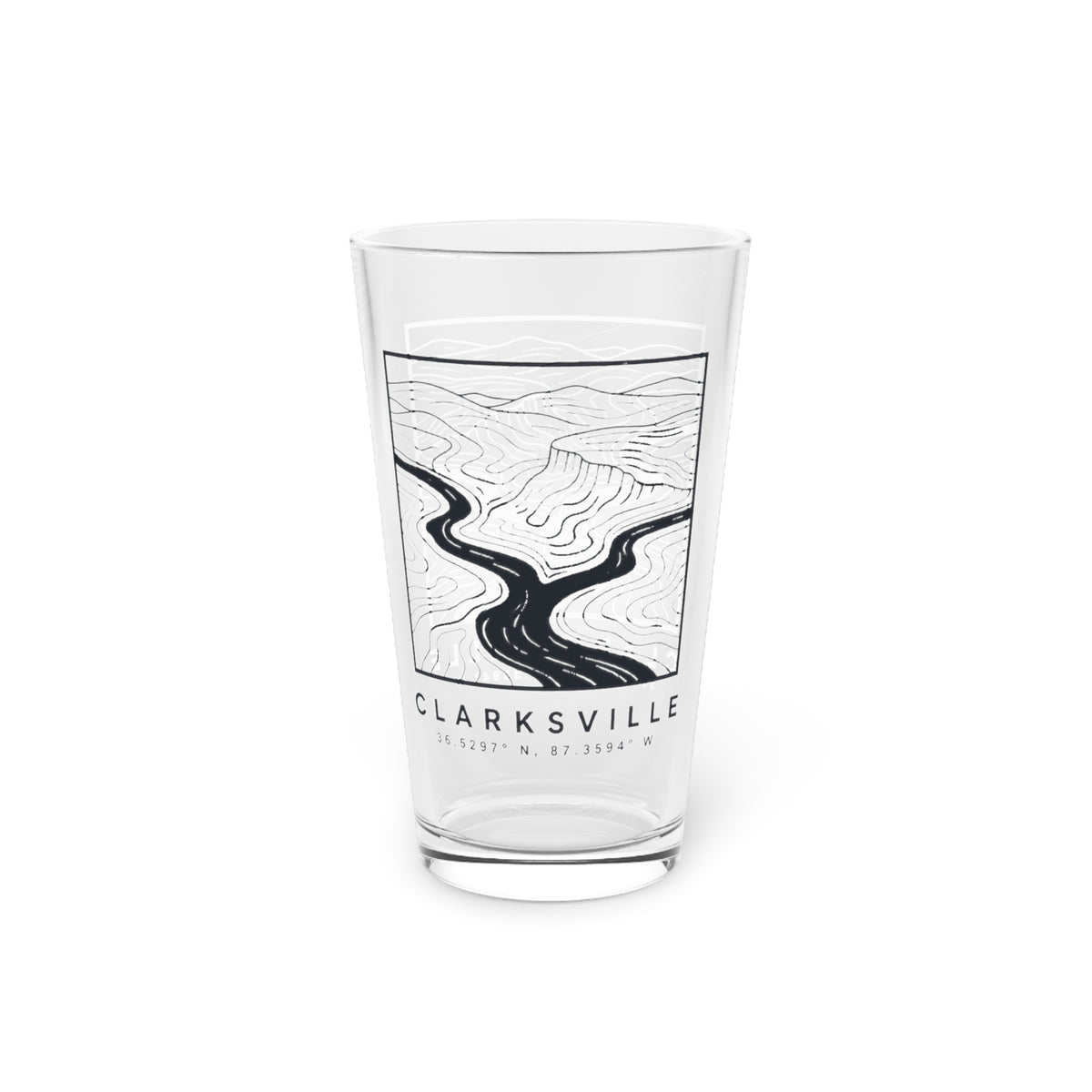 Clarksville Topo Map Pint Glass