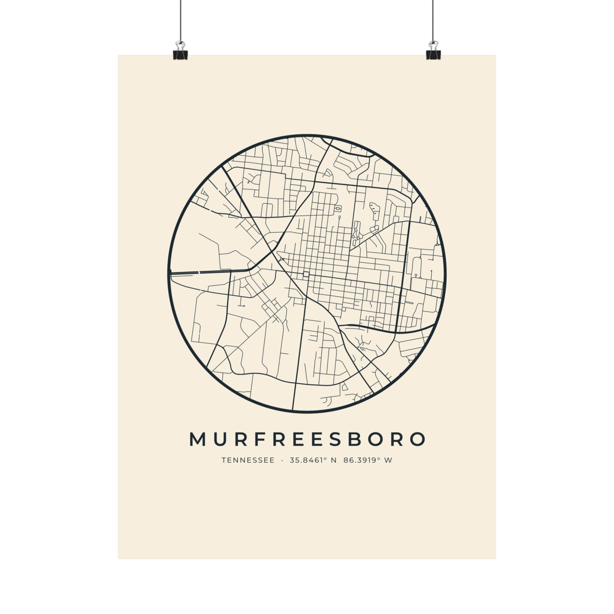 Murfreesboro Street Map Poster