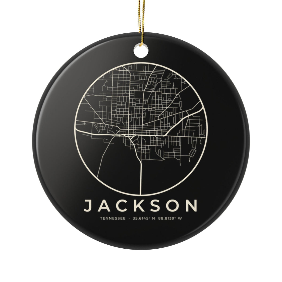 Jackson Street Map Ornament (Black)