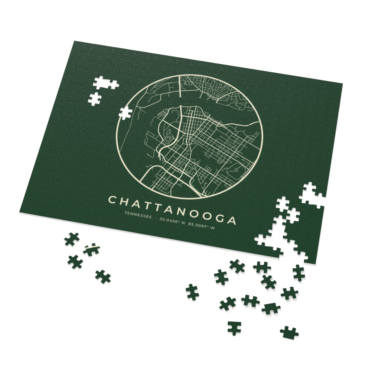 Chattanooga Street Map Puzzle (Forest Green)