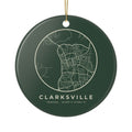 Clarksville Street Map Ornament (Forest Green)