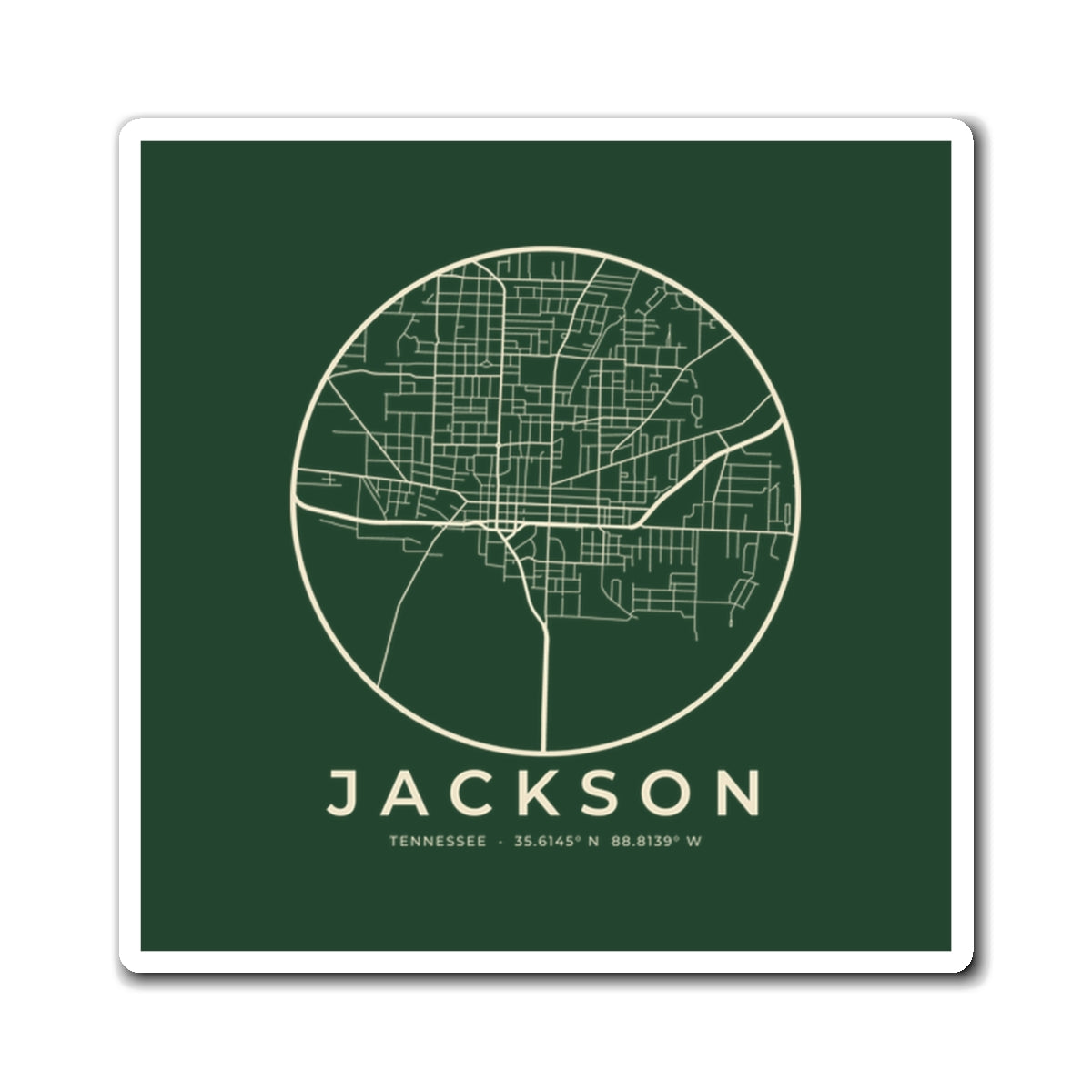 Jackson Street Map Magnet (Forest Green)