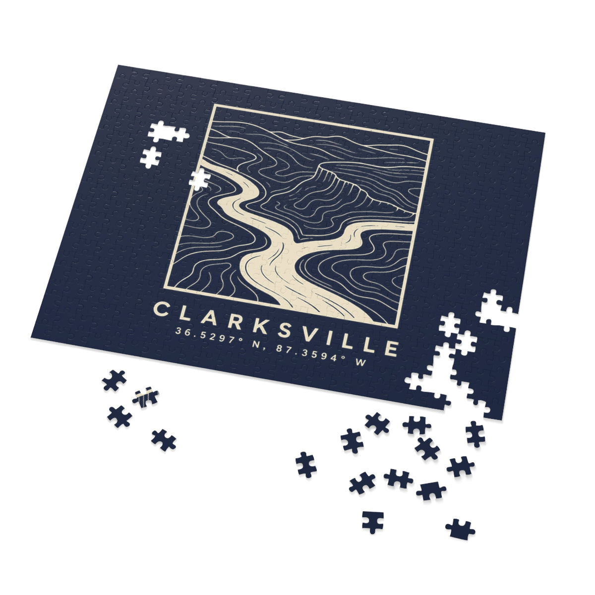 Clarksville Topo Map Puzzle (Navy)
