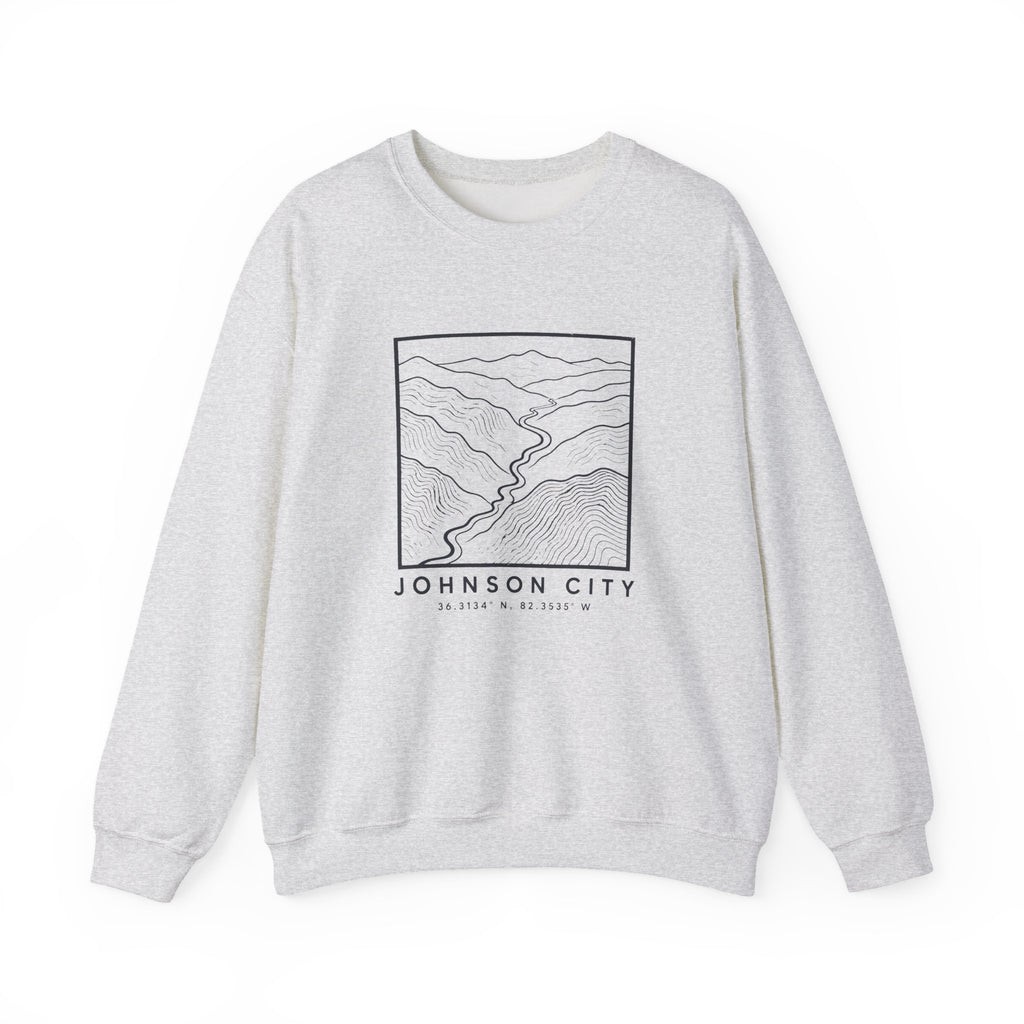 Johnson City Topo Map Crewneck Sweatshirt