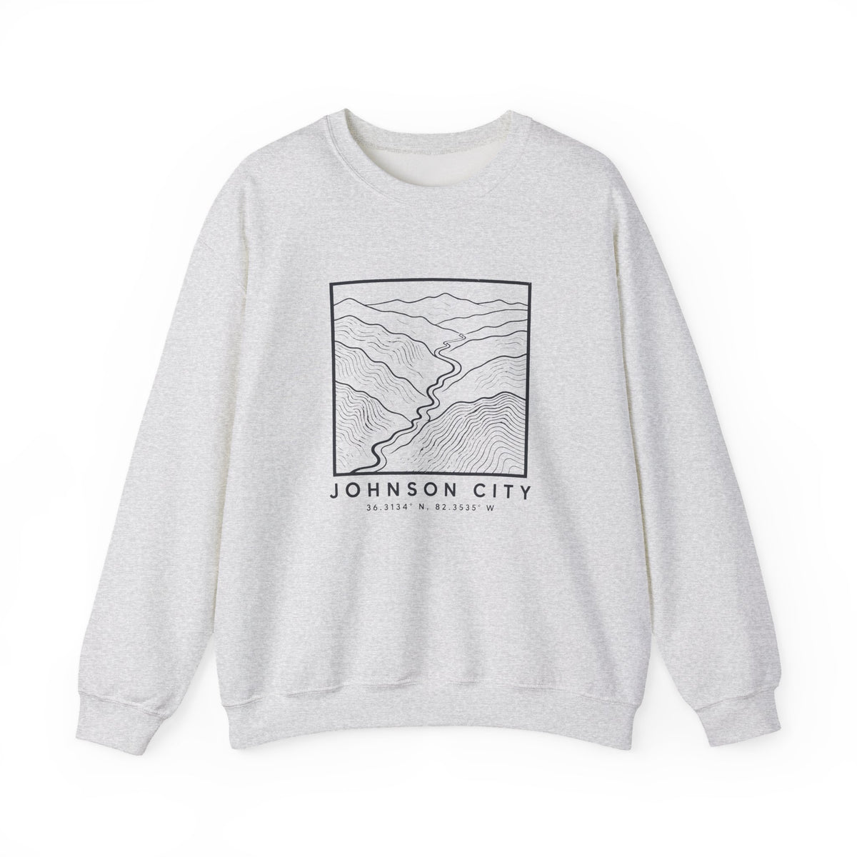 Johnson City Topo Map Crewneck Sweatshirt