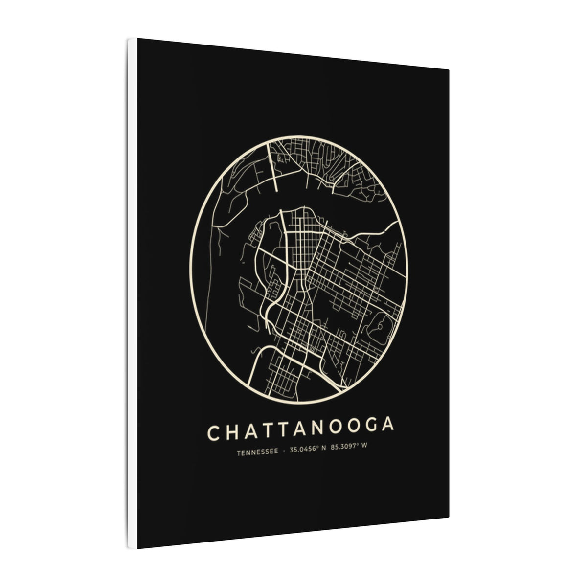 Chattanooga Street Map Canvas Print (Black)