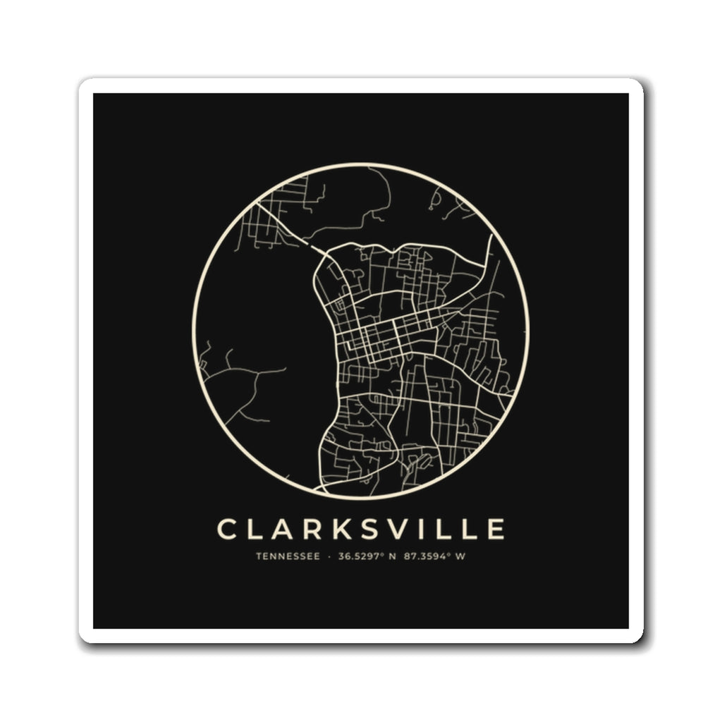 Clarksville Street Map Magnet (Black)